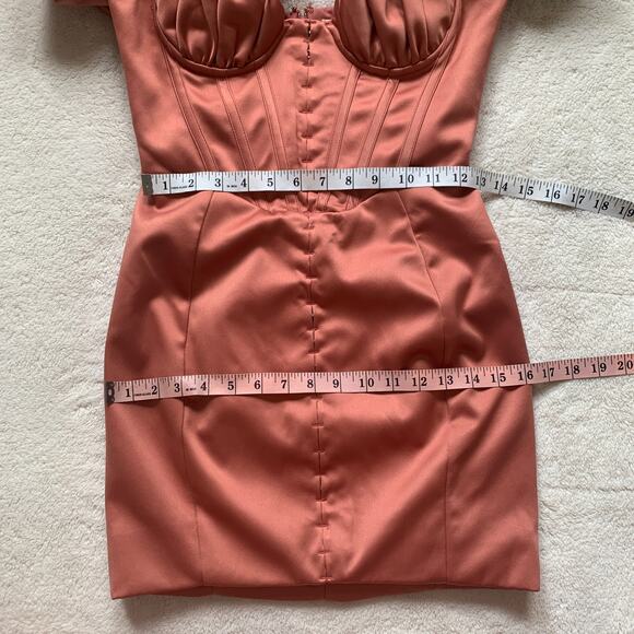 HOUSE OF CB Annabelle Rose Pink Strapless Corset Bustier Ruffle Mini Dress - Picture 15 of 16